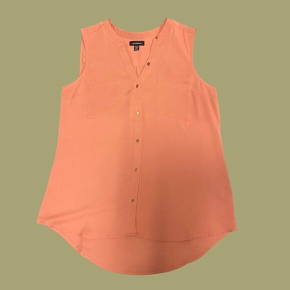 Le Château Sleeveless Button-Front Blouse in Terracotta – Size M - Picture 2 of 7